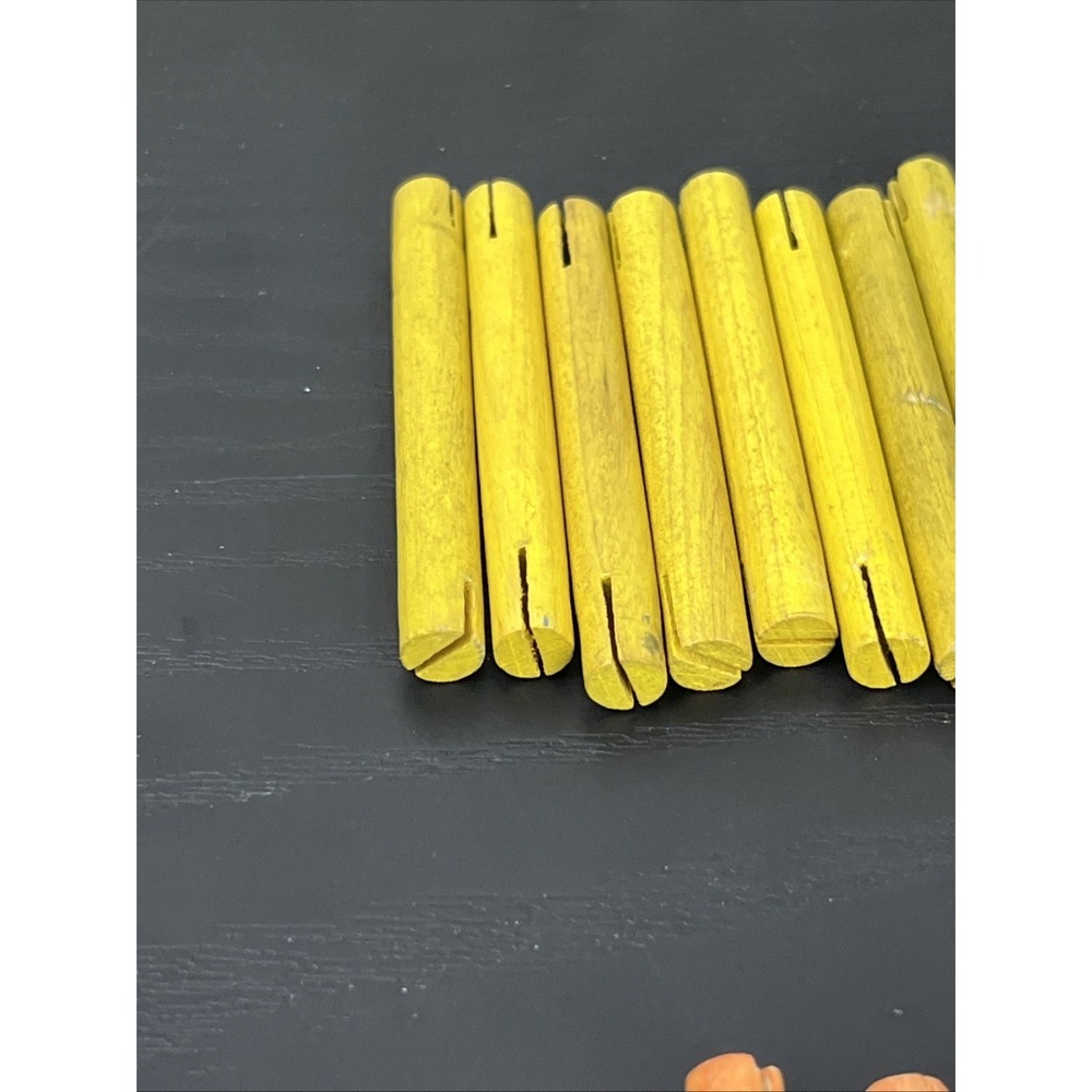 Tinkertoy 22 Wooden Rods Yellow + 3 Orange Replacement Parts Lot Vintage - Picture 5 of 15